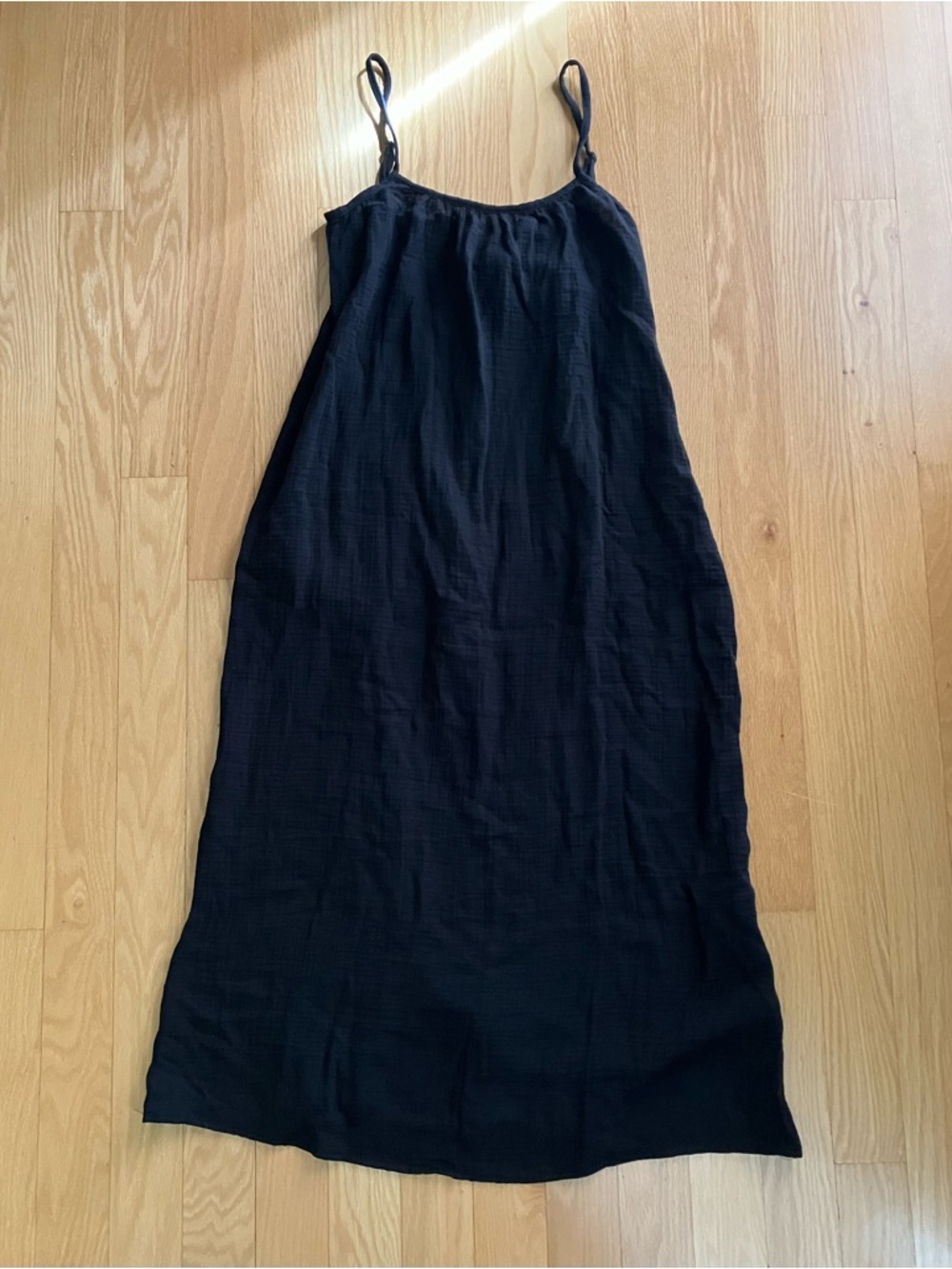 NWT Sol Angeles Black Gauze Spaghetti-Strap Maxi Dress XS/S